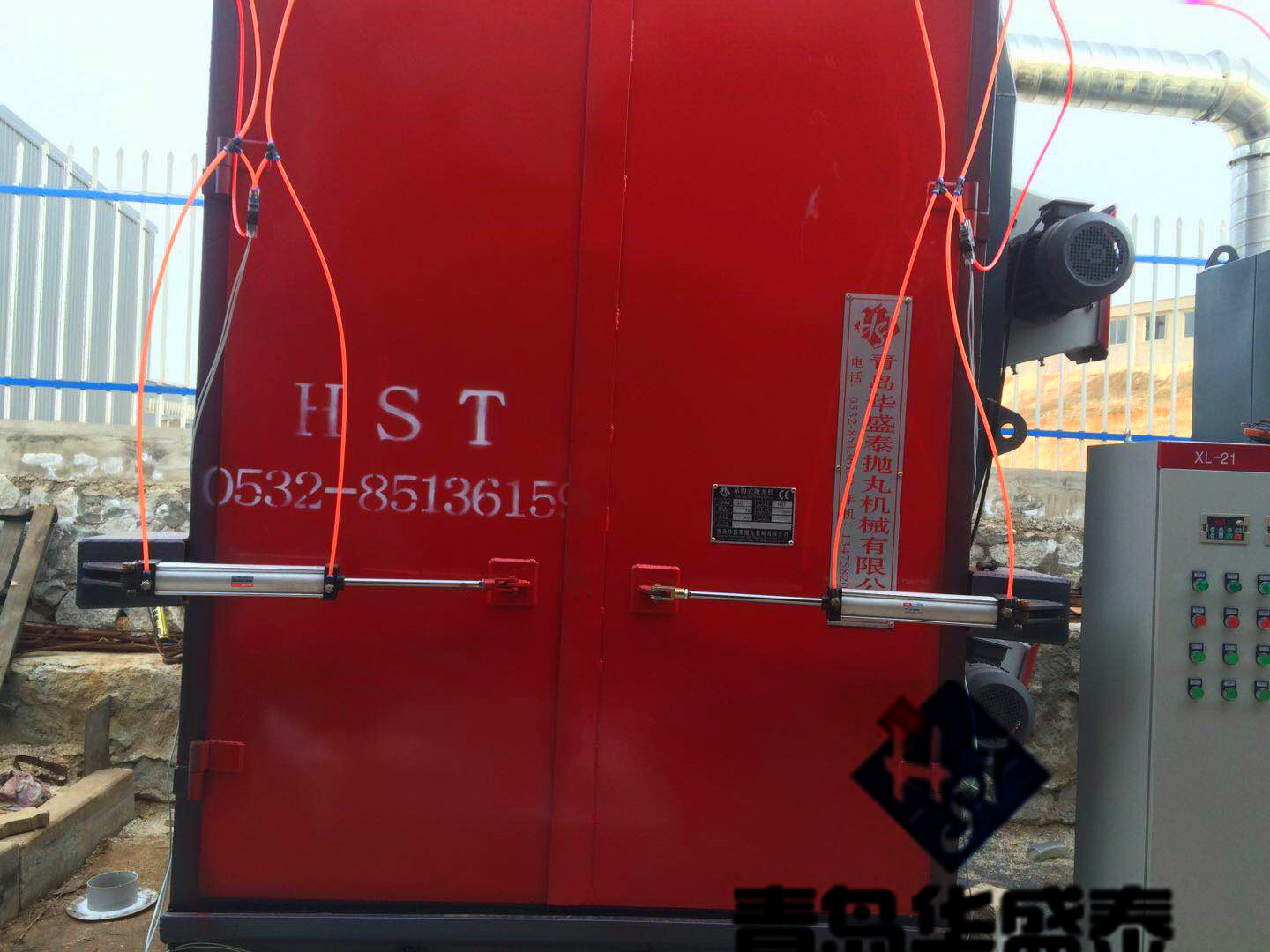 發(fā)貨威海吊鉤式拋丸機調試完畢拋丸效果現(xiàn)場圖